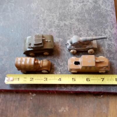 LOT 161           FOUR SMALL METAL MILITARY  VEHICLES