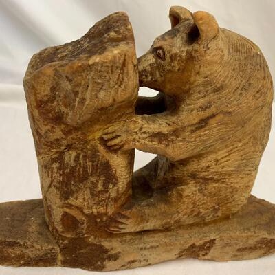 Unique (very heavy) hand-carved stone sculpture of bear