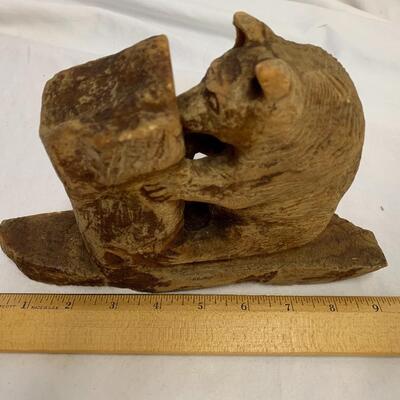 Unique (very heavy) hand-carved stone sculpture of bear