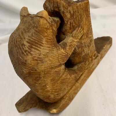 Unique (very heavy) hand-carved stone sculpture of bear