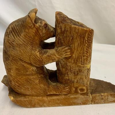 Unique (very heavy) hand-carved stone sculpture of bear
