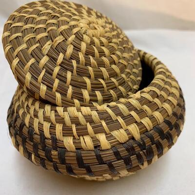 (2) Small Hand-Woven Vintage Native American Baskets