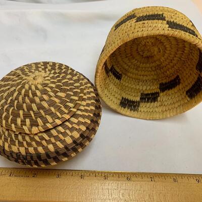 (2) Small Hand-Woven Vintage Native American Baskets