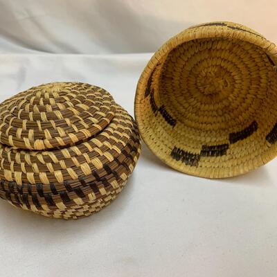 (2) Small Hand-Woven Vintage Native American Baskets