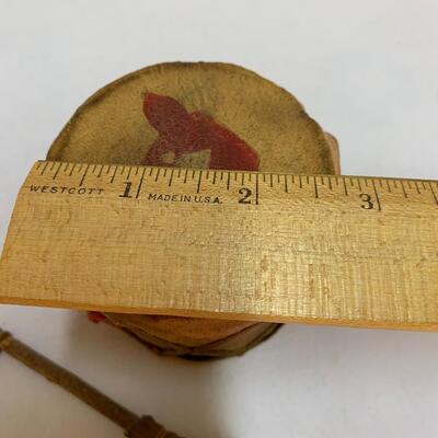 Vintage Native American Miniature Child's Drum made from Tree Bark and Leather