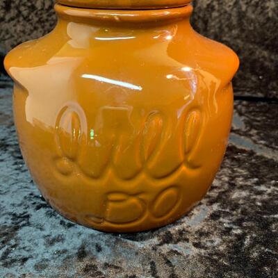 Dill Pickle Crock, Pig Trivet l and (2) footed wood bowls