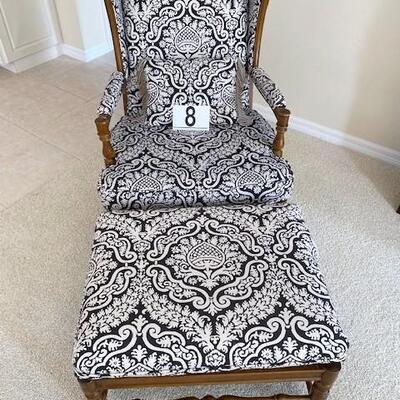 LOT#8LR: Antique Chair & Ottoman 