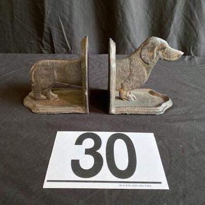 LOT#30B1: Cast Dachshund Bookends