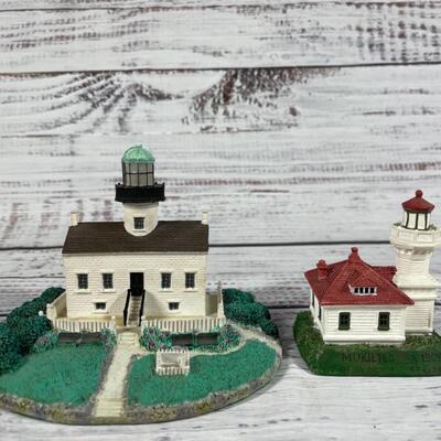 PNW Lighthouse and Old Point Loma Lighthouse Sculpture Figurine Set