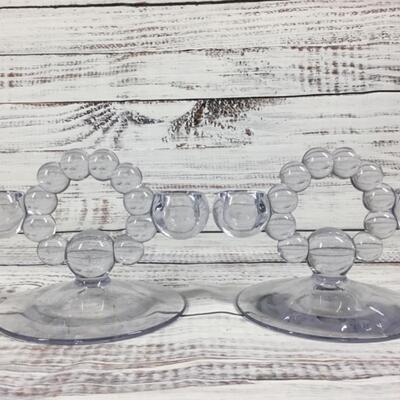 Imperial Glass Candlewick Candelabra Glass Set of Two Candleholders
