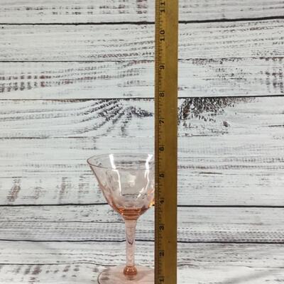 Vintage Blush Pink Set of Five Wine/Cocktail Glasses