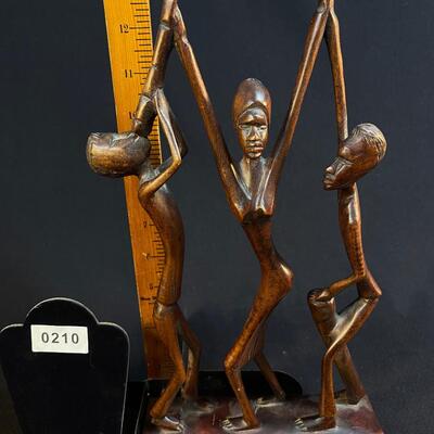 Mid Century Vibe Carved African Dancing Group of 3