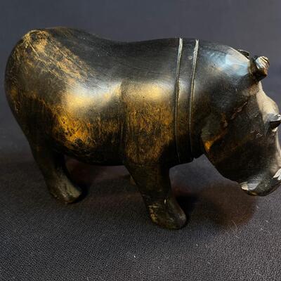 Hand Carved Hardwood Hippo
