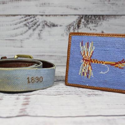 Smathers and Branson Handcrafted Needlepoint Horse Belt & Trout Wallet