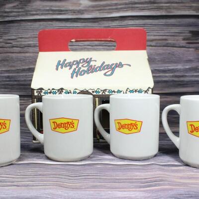 Vintage Set of Denny's Christmas Magic Changing Color Mugs in Original Box