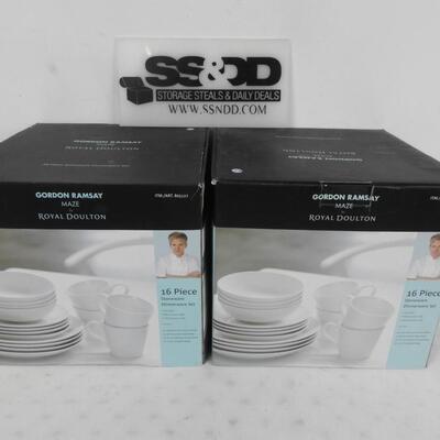 32 pc Dinner Ware, White Dishes by Gordon Ramsay with Boxes