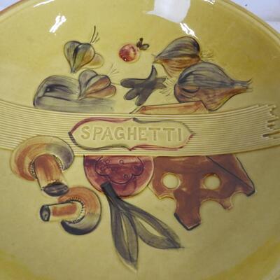 4 pc Los Angeles Pottery: Mustard Yellow: Spaghetti, Cheese, French Bread, Fruit