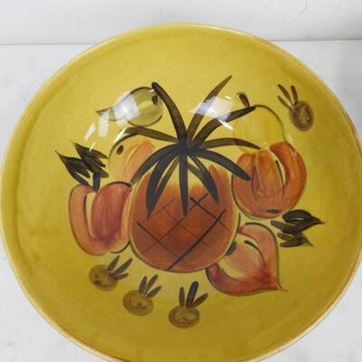 4 pc Los Angeles Pottery: Mustard Yellow: Spaghetti, Cheese, French Bread, Fruit