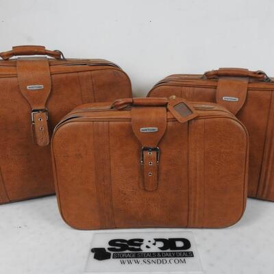 3 pc Brown Suitcases (nesting) - Vintage