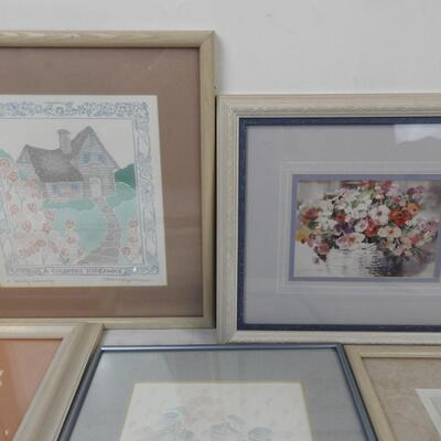 6 pc Watercolor Images, matted & framed. Helen Paul, Shawn Mory McMillion