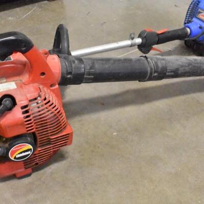 A leaf blower and 2 weed whackers, broken but good for parts