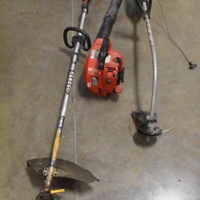 A leaf blower and 2 weed whackers, broken but good for parts