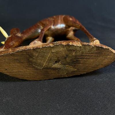 Lot of 2 Hand Carved Wood Graceful Gazelles