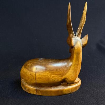 Lot of 2 Hand Carved Wood Graceful Gazelles