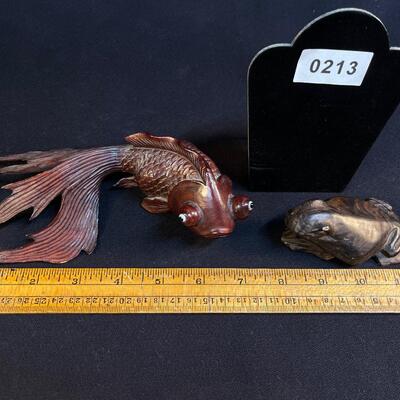 Very Cool Intricately Carved Vintage Koi Fish plus Frog