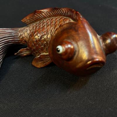 Very Cool Intricately Carved Vintage Koi Fish plus Frog