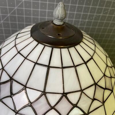 #24 Antique Lamp Cast Metal and Antique Glass L