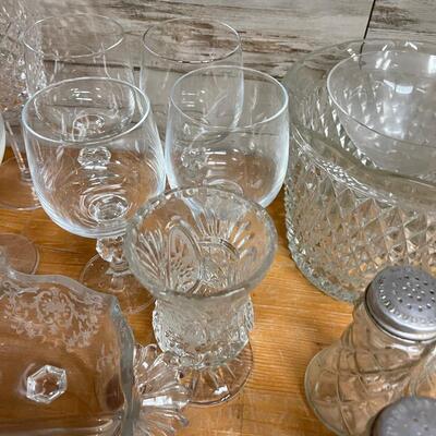 #49  CRYSTAL Clear Glass Lot: Tumblers, Some Waterford too plus S & P