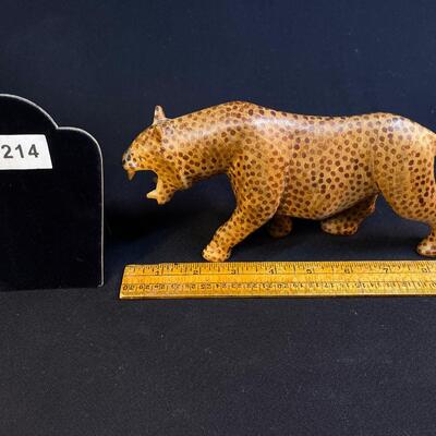 Hand Carved and Painted Wood Leopard Jaguar