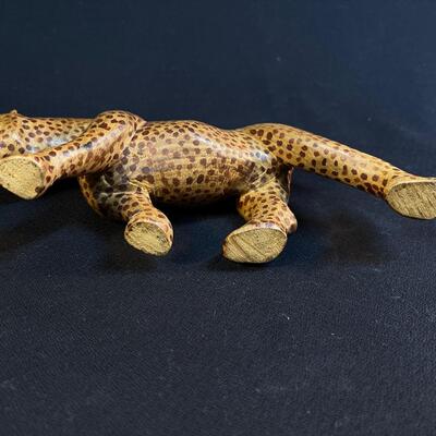 Hand Carved and Painted Wood Leopard Jaguar