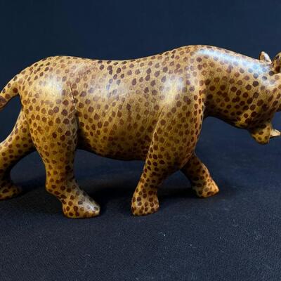 Hand Carved and Painted Wood Leopard Jaguar