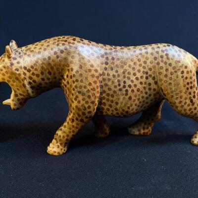Hand Carved and Painted Wood Leopard Jaguar