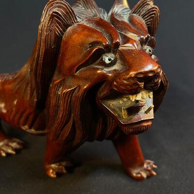 Very Vintage Tourist Trade Carved Lion Hong Kong 1951