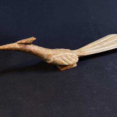 Hand Carved Wood Roadrunner as-is