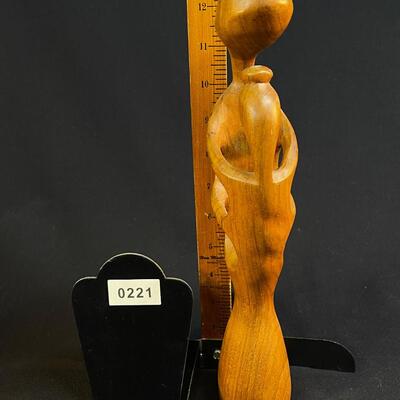 Carved Madonna and Child Teak Mid Century Modern vibe