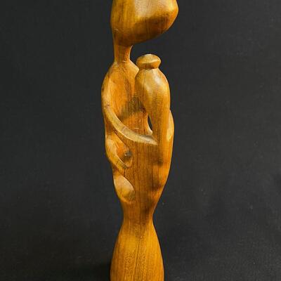 Carved Madonna and Child Teak Mid Century Modern vibe