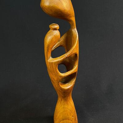 Carved Madonna and Child Teak Mid Century Modern vibe