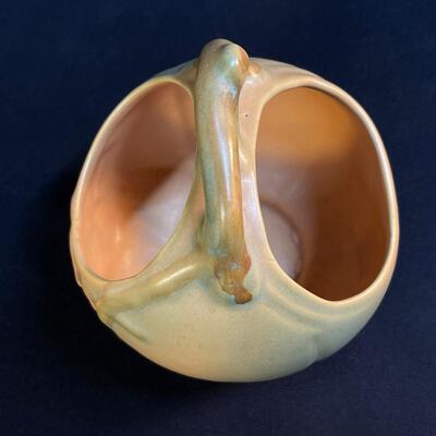 Weller Pottery Wild Rose Handled Basket Arts Crafts glaze