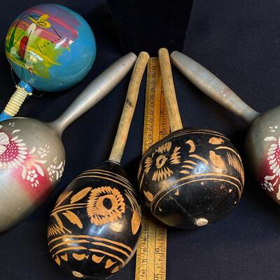 Nice Collection of 5 Vintage Mexican Maracas