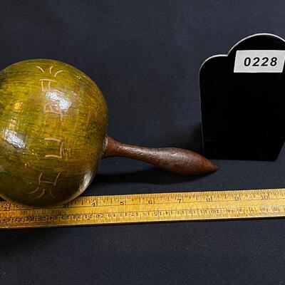 Single Vintage Cuban Natural Gourd Maraca marked Cuba