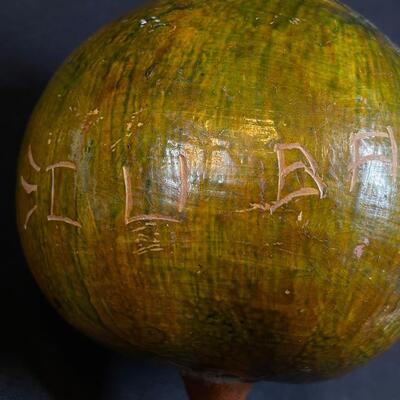 Single Vintage Cuban Natural Gourd Maraca marked Cuba