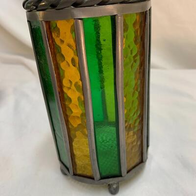 Stained Glass Votives, Floral Bowl w/ frog and pretty oval box