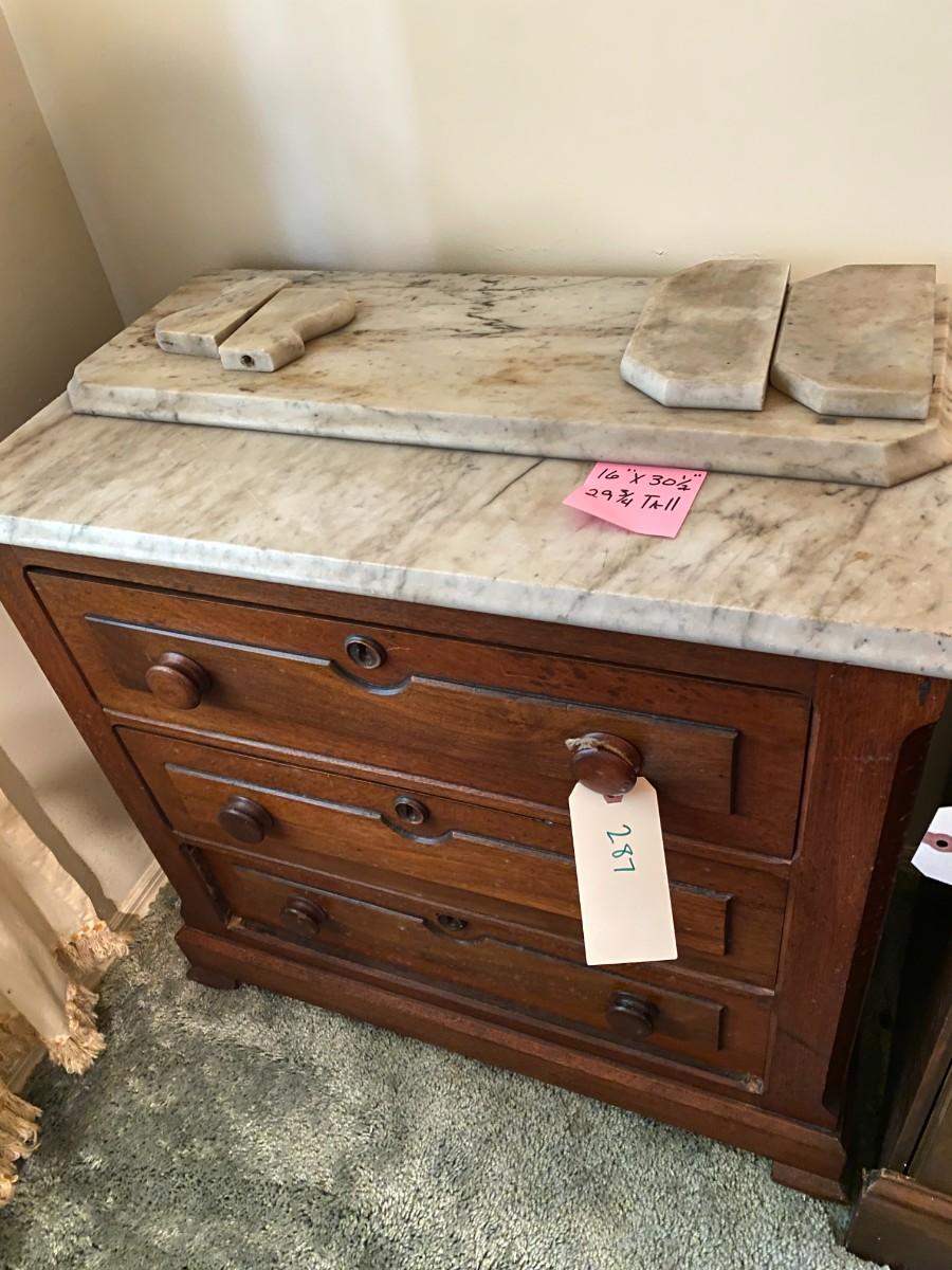 Marble Top Antique 3 Drawer Chest