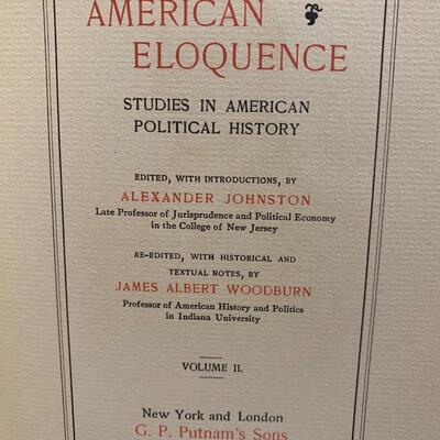American Eloquence (Studies in American Political History) Vol 1-4 w/ leather bookends