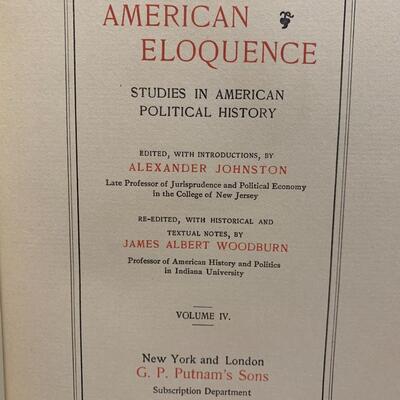 American Eloquence (Studies in American Political History) Vol 1-4 w/ leather bookends