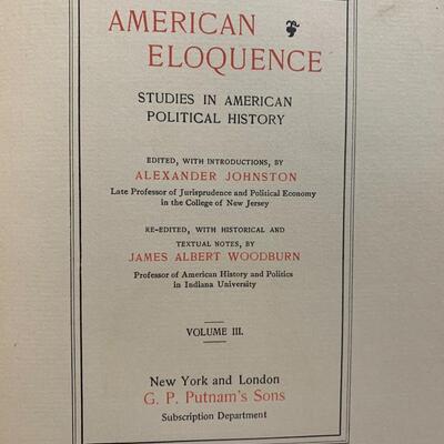 American Eloquence (Studies in American Political History) Vol 1-4 w/ leather bookends